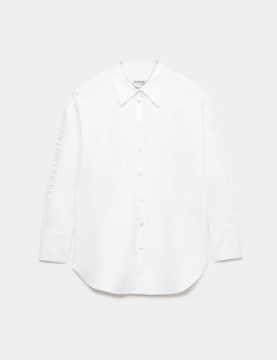 Pure Cotton Ruffle Detail Relaxed Shirt