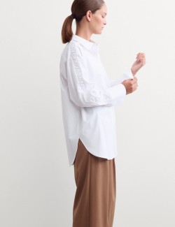 Pure Cotton Ruffle Detail Relaxed Shirt