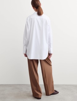Pure Cotton Ruffle Detail Relaxed Shirt