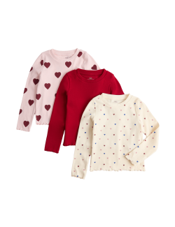 3 Pack Cotton Rich Heart Tops (2-10 Yes)