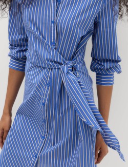 Cotton Rich Striped Mini Shirt Dress