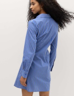 Cotton Rich Striped Mini Shirt Dress