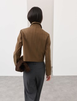 Cotton Blend Twill Cropped Jacket