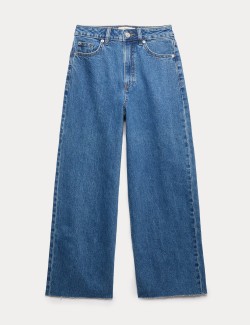 High Waisted Wide Leg Cropped Jeans