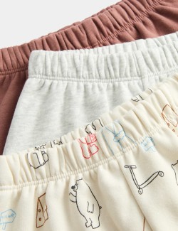 3 Pack Cotton Rich Bear Print Joggers (0-3 Yrs)