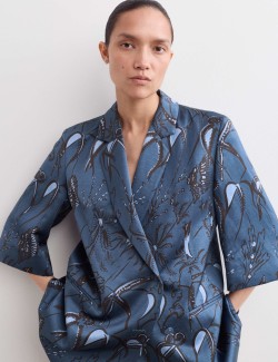 Printed Short Sleeve Relaxed Blazer