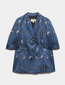 Printed Short Sleeve Relaxed Blazer