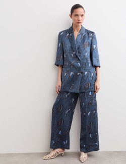 Printed Short Sleeve Relaxed Blazer