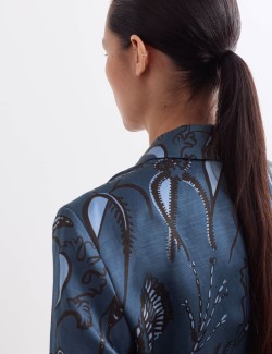Printed Short Sleeve Relaxed Blazer