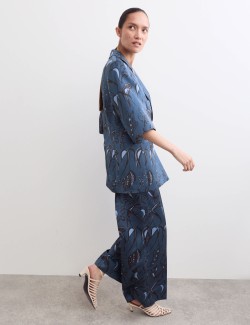 Printed Short Sleeve Relaxed Blazer