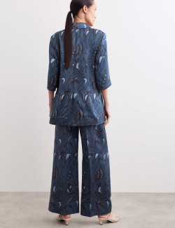 Printed Short Sleeve Relaxed Blazer