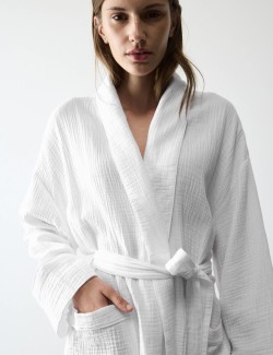 Pure Cotton Muslin Dressing Gown
