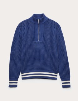 Funnel Neck Zip Up Relaxed Jumper