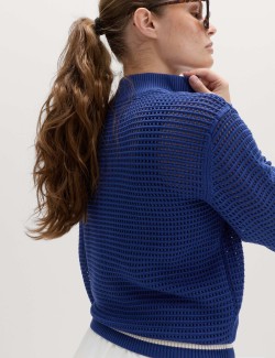 Funnel Neck Zip Up Relaxed Jumper