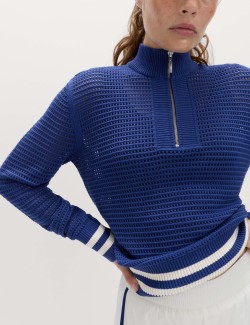 Funnel Neck Zip Up Relaxed Jumper