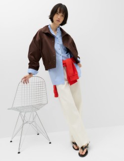 Pure Cotton Pie Crust Frill Neck Shirt
