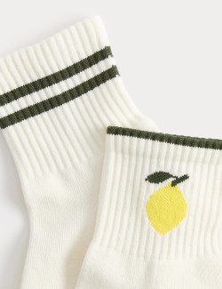 2 Pack Cotton Rich Lemon Ankle High Socks