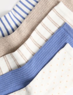 5 Pack Cotton Rich Spot & Striped Crew Socks