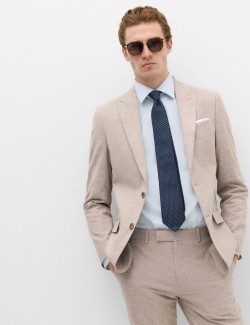 Slim Fit Linen Blend Stretch Suit Jacket