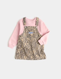 2 Piece Denim Leopard Pinny Outfit (2-8 Yrs)
