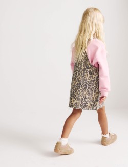 2 Piece Denim Leopard Pinny Outfit (2-8 Yrs)
