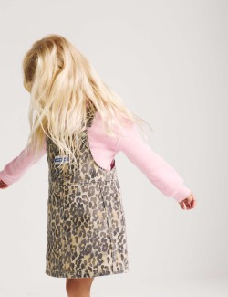 2 Piece Denim Leopard Pinny Outfit (2-8 Yrs)