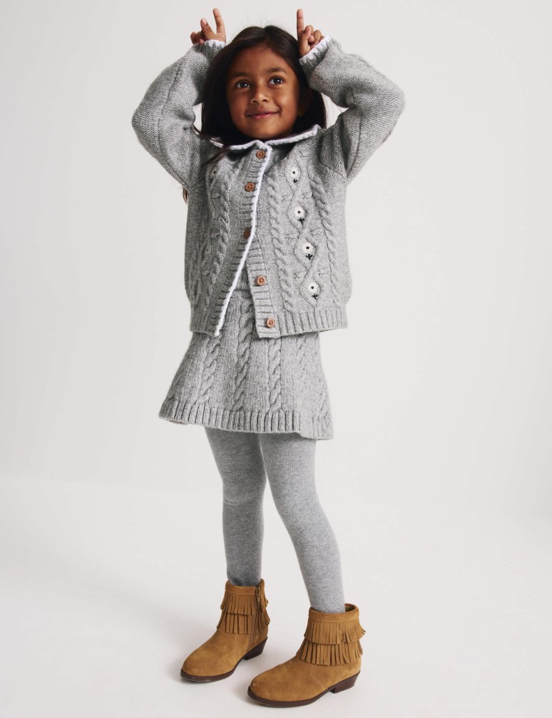 3 Piece Knitted Skirt Outfit with Tights (3-5 Years)
