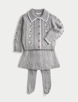 3 Piece Knitted Skirt Outfit with Tights (3-5 Years)