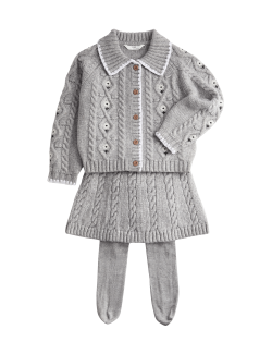 3 Piece Knitted Skirt Outfit with Tights (3-5 Years)