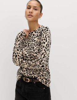 Supersoft Animal Print Crew Neck Jumper