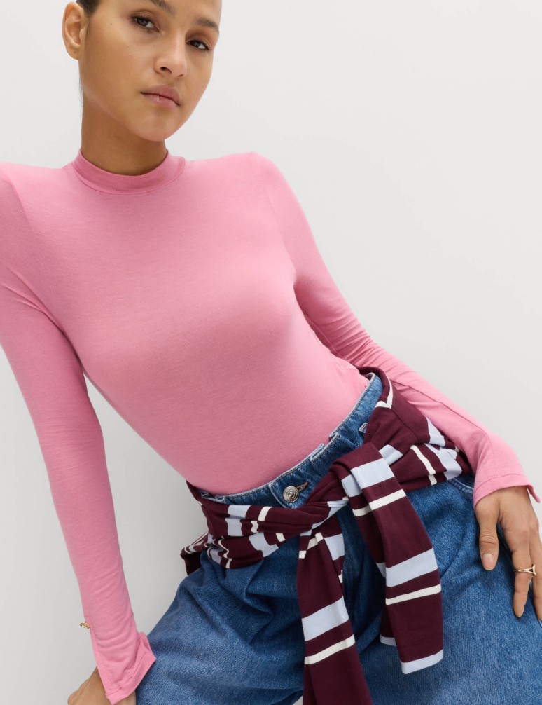 Modal Rich Jersey Roll Neck Second Skin Top