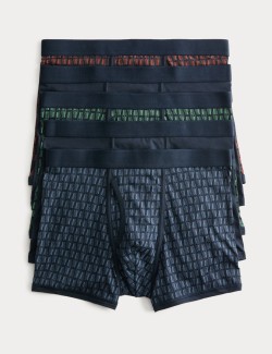 5 Pack Cotton Stretch Tile Print Trunks