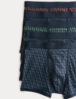 5 Pack Cotton Stretch Tile Print Trunks