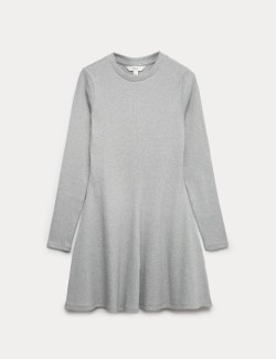 Cotton Rich Ribbed Mini Skater Dress
