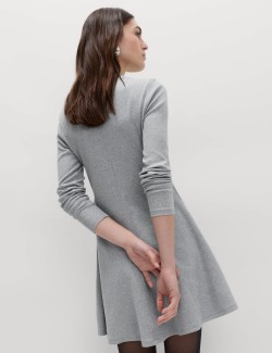 Cotton Rich Ribbed Mini Skater Dress