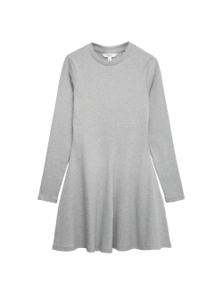 Cotton Rich Ribbed Mini Skater Dress