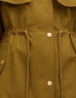 Pure Cotton Waisted Collared Cape Coat