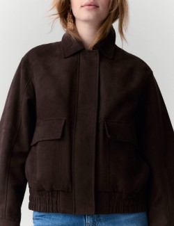 Semišová bunda Bomber s límečkem