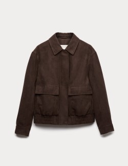 Semišová bunda Bomber s límečkem