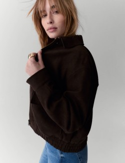 Semišová bunda Bomber s límečkem