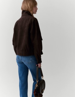 Semišová bunda Bomber s límečkem