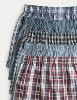 5 Pack Pure Cotton Checked Woven Boxers