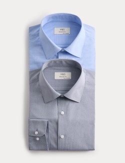 2 Pack Regular Fit Easy Iron Long Sleeve Shirts