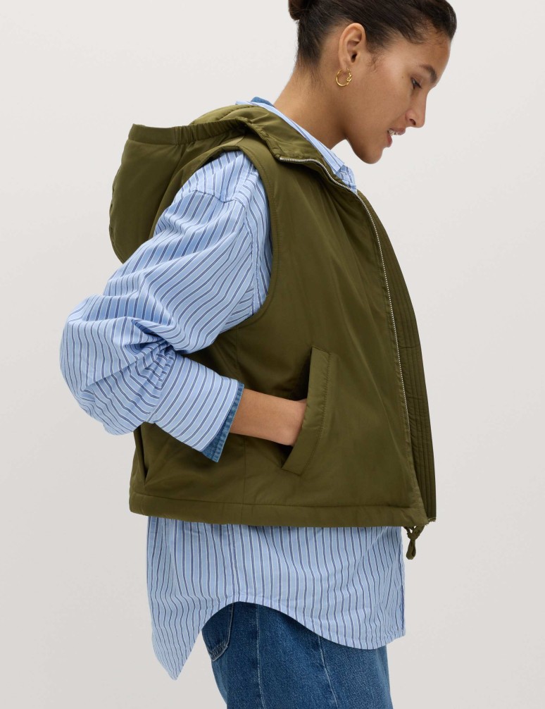 Padded Hooded Cropped Gilet