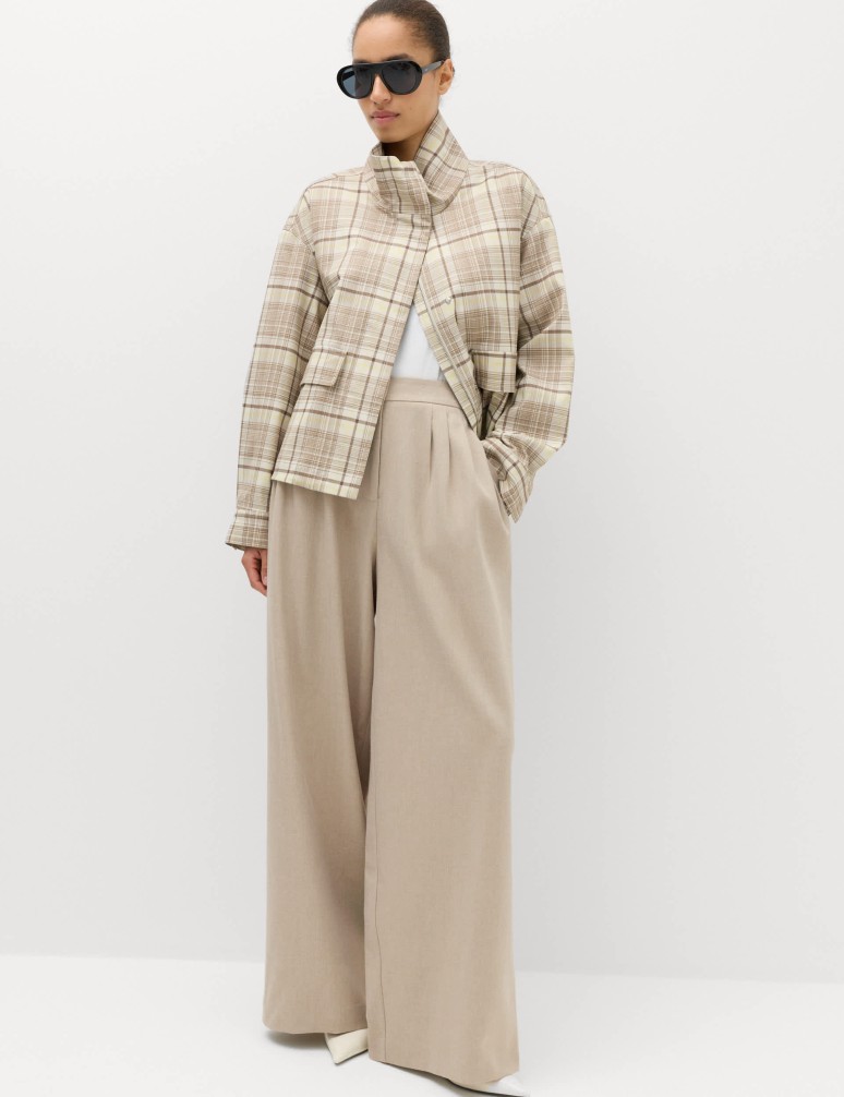 Multi Pleat Wide Leg Trousers