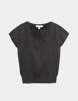 Draped Neck Knitted Top with Wool
