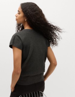 Draped Neck Knitted Top with Wool