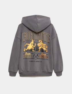 Mikina z čisté bavlny s kapucí a grafickým motivem Fortnite™ (6–16 let)