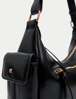 Faux Leather Utility Shoulder Bag