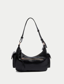 Faux Leather Utility Shoulder Bag